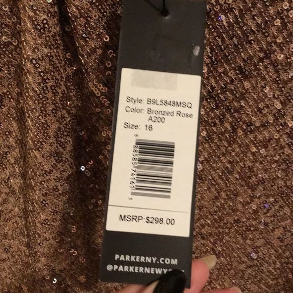 NWT PARKER BLACK Bronzed Rose Sequins Dress - Picture 8 of 12